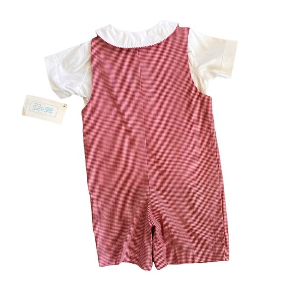 NWT Vive La Fete Smocked Check Sheersucker Shortall 3 - Picture 4 of 5